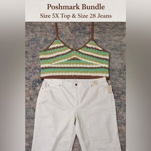 Bundle Universal Thread White Straight Leg Jeans and top